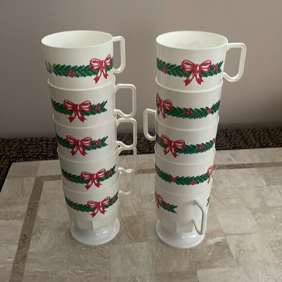 Vintage 10 celluloid plastic cups for hot or cold drinks - Picture 3 of 6